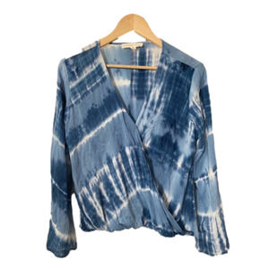 LOVESTITCH wrap blouse tie dye long bell sleeve size small